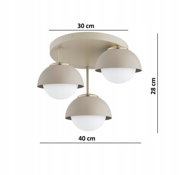 Deckenleuchte Glas Metall Beige E27 B:40 cm Modern Leuchte