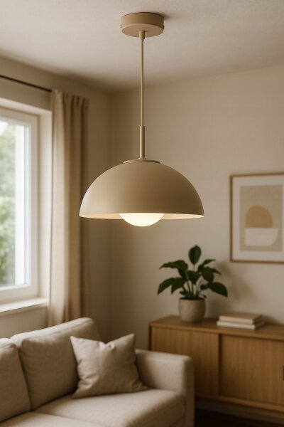 Hängelampe Glas Metall Beige E27 B:30 cm dekorativ Leuchte