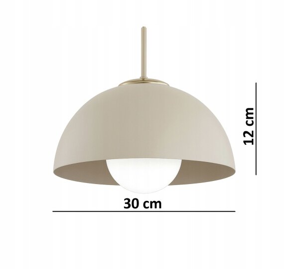 Hängelampe Glas Metall Beige E27 B:30 cm dekorativ Leuchte