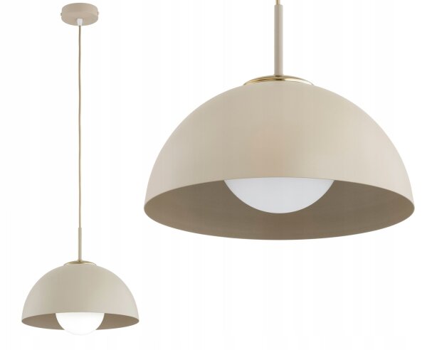 Hängelampe Glas Metall Beige E27 B:30 cm dekorativ