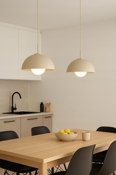 Hängelampe Glas Metall Beige E27 B:30 cm dekorativ