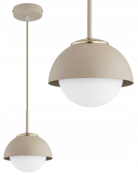 Pendelleuchte Kugel Glas Metall Beige E27 Ø18 cm rund Leuchte
