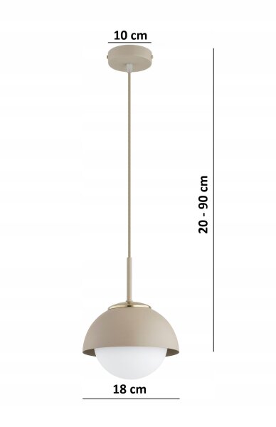 Pendelleuchte Kugel Glas Metall Beige E27 Ø18 cm rund Leuchte