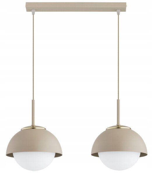 Pendelleuchte 2-flammig Glas Metall Beige E27 40 cm Leuchte