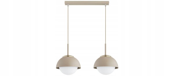 Pendelleuchte 2-flammig Glas Metall Beige E27 40 cm Leuchte