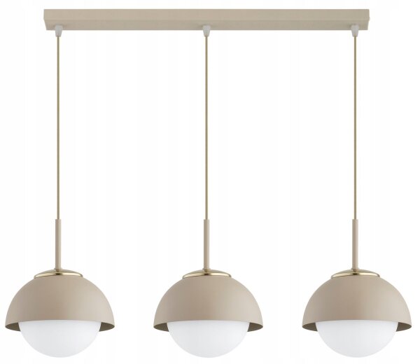 Hängelampe 3-flammig Glas Metall Beige E27 L:70 cm Leuchte