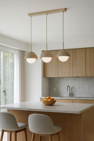 Hängelampe 3-flammig Glas Metall Beige E27 L:70 cm Leuchte