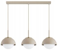 H&auml;ngelampe 3-flammig Glas Metall Beige E27 L:70 cm