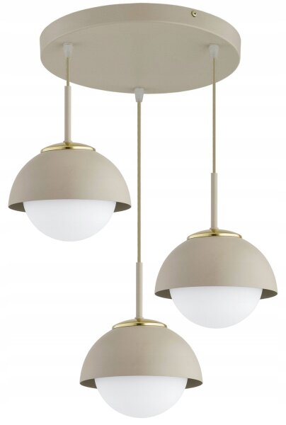 Hängelampe 3-flammig Glas Metall Beige E27 B:40 cm Leuchte
