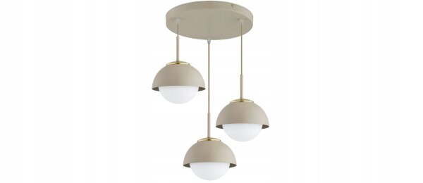 Hängelampe 3-flammig Glas Metall Beige E27 B:40 cm Leuchte