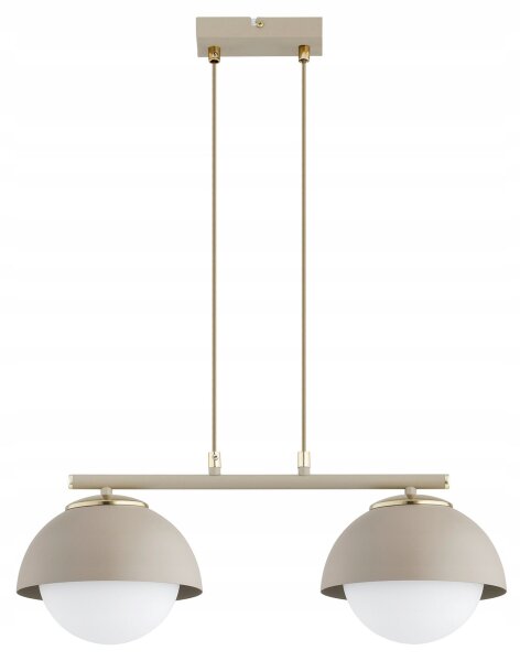 Hängelampe 2-flammig Glas Metall Beige E27 L:50 cm Leuchte