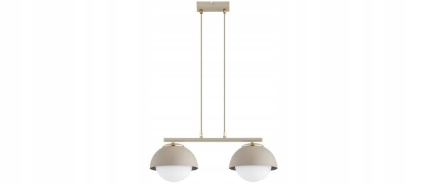 Hängelampe 2-flammig Glas Metall Beige E27 L:50 cm Leuchte