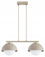 H&auml;ngelampe 2-flammig Glas Metall Beige E27 L:50 cm