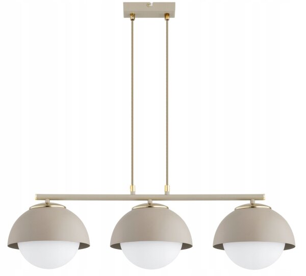 Hängelampe Glas Metall Beige 3-flammig E27 L:70 cm Leuchte