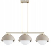 H&auml;ngelampe Glas Metall Beige 3-flammig E27 L:70 cm