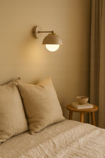 Wandlampe blendarm Glas Metall Beige E27 T:20 cm Modern Leuchte