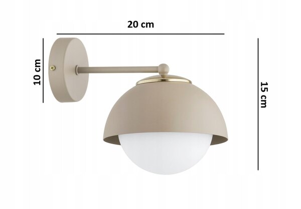 Wandlampe blendarm Glas Metall Beige E27 T:20 cm Modern Leuchte