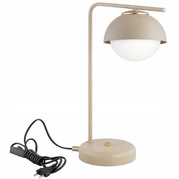 Tischlampe Glas Metall Beige Modern E27 38 cm blendarm Leuchte