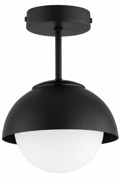 Deckenlampe Glas Metall Schwarz E27 Ø18 cm blendarm