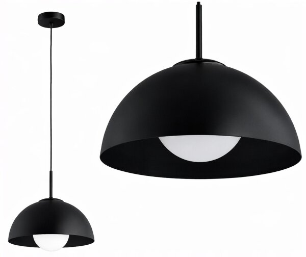 Pendelleuchte Glas Metall Schwarz E27 B:30 cm blendarm Leuchte
