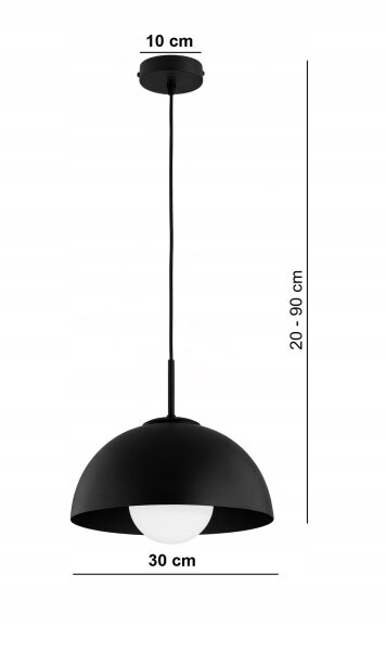 Pendelleuchte Glas Metall Schwarz E27 B:30 cm blendarm Leuchte