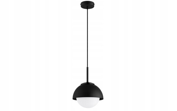 Hängelampe Kugel Glas Metall Schwarz E27 B:18 cm rund
