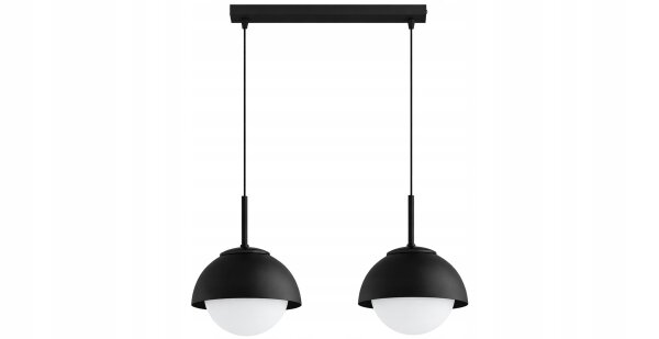 Hängelampe 2-flammig Glas Metall Schwarz E27 40 cm Leuchte