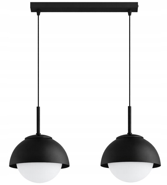 Hängelampe 2-flammig Glas Metall Schwarz E27 40 cm