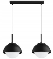 H&auml;ngelampe 2-flammig Glas Metall Schwarz E27 40 cm