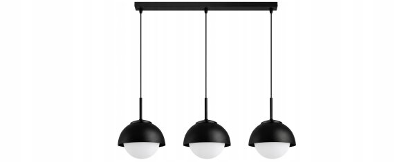Hängelampe 3-flammig Glas Metall Schwarz E27 L:60 cm Leuchte