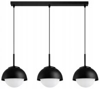 H&auml;ngelampe 3-flammig Glas Metall Schwarz E27 L:60 cm