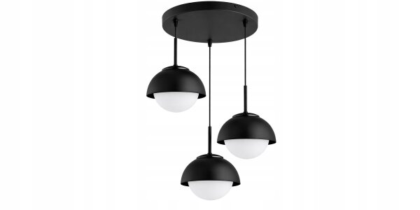 Hängelampe 3-flammig Glas Metall Schwarz E27 B:40 cm Leuchte
