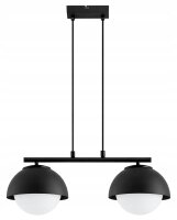 H&auml;ngelampe 2-flammig Glas Metall Schwarz E27 L:50 cm