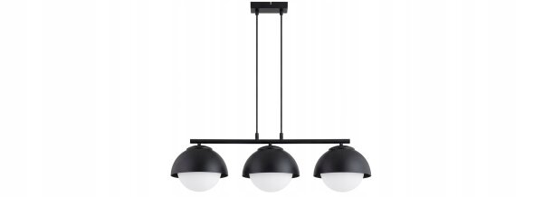 Hängelampe 3-flammig Glas Metall Schwarz E27 L:70 cm Leuchte