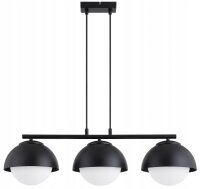 H&auml;ngelampe 3-flammig Glas Metall Schwarz E27 L:70 cm