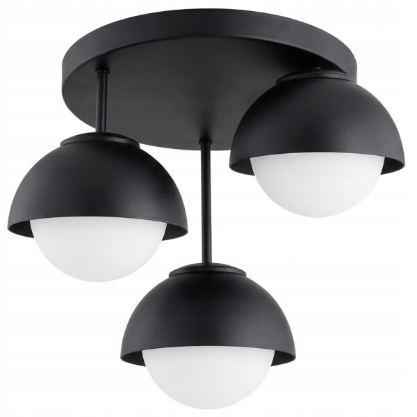 Deckenlampe 3-flammig Glas Metall Schwarz E27 B:30 cm Leuchte