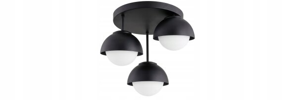 Deckenlampe 3-flammig Glas Metall Schwarz E27 B:30 cm Leuchte