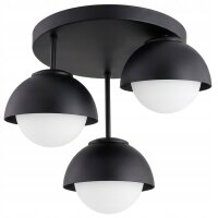 Deckenlampe 3-flammig Glas Metall Schwarz E27 B:30 cm
