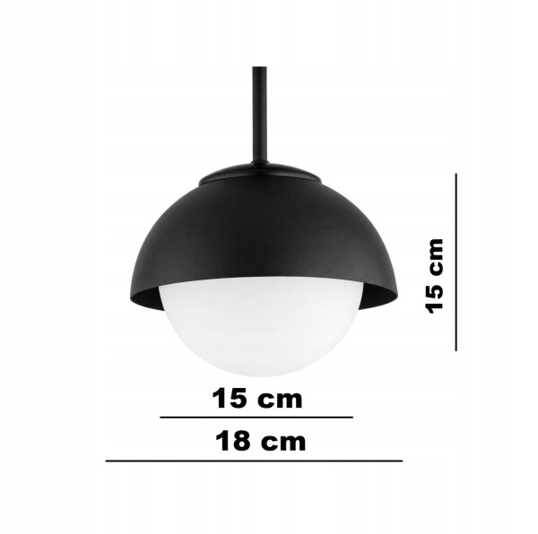 Wandlampe Glas Metall Schwarz blendarm E27 T:24 cm Leuchte