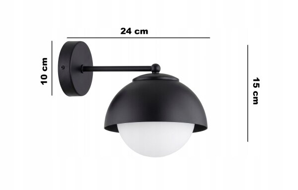 Wandlampe Glas Metall Schwarz blendarm E27 T:24 cm Leuchte