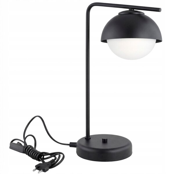 Tischleuchte Glas Metall Schwarz E27 H:38 cm Modern Leuchte