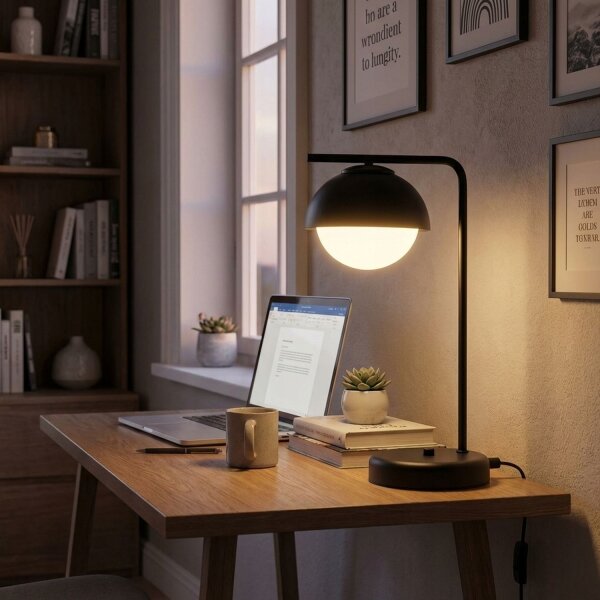 Tischleuchte Glas Metall Schwarz E27 H:38 cm Modern Leuchte