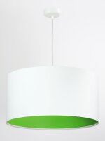 Wohnzimmer H&auml;ngelampe Wei&szlig; Gr&uuml;n Stoff rund Retro