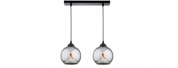 Hängelampe 2-flammig Rauchglas Schwarz E27 L:40 cm Leuchte