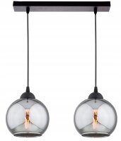 H&auml;ngelampe 2-flammig Rauchglas Schwarz E27 L:40 cm