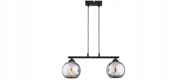 Hängelampe 2-flammig Rauchglas Schwarz E27 L:30 cm Leuchte
