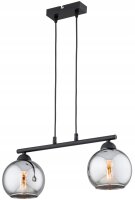H&auml;ngelampe 2-flammig Rauchglas Schwarz E27 L:30 cm