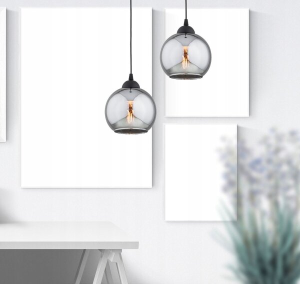 Hängelampe 3-flammig Rauchglas Schwarz E27 L:60 cm Leuchte