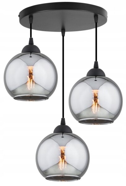 Pendelleuchte 3-flammig Rauchglas Schwarz E27 B:30 cm Leuchte