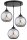 Pendelleuchte 3-flammig Rauchglas Schwarz E27 B:30 cm Leuchte